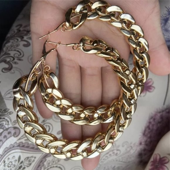 BIG Cuban Link Hoops - Picture 3 of 10